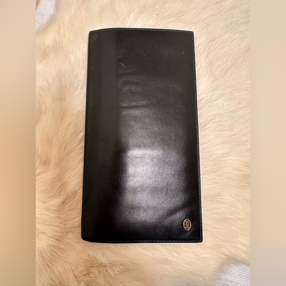 Cartier Handbags - Vintage Cartier Long Black Leather Wallet